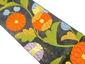 菊模様織出し袋帯